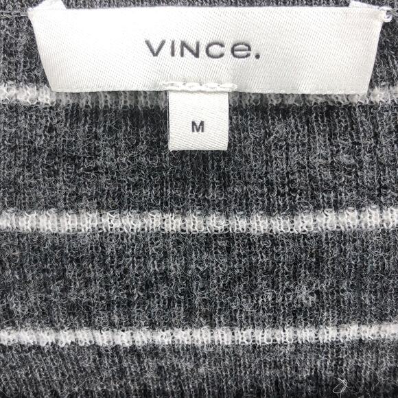Vince Gray Wool Stripe Rib Knit Shirt - Size Medium - Picture 8 of 13
